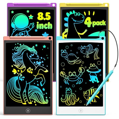 TECJOE LCD Schreibtafel Kinder, 4 Pack Zaubertafel, 8.5 Zoll Maltafel Zaubertafel für Kinder, Mal Tablet Kinder für Kinder zum Reisen, Geschenk Spielzeuge für 3 4 5 6 Jährige Jungen, Mädchen von TECJOE