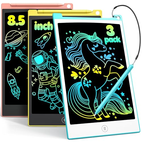 TECJOE LCD Schreibtafel Kinder, 3 Pack Zaubertafel, 8.5 Zoll Maltafel Zaubertafel für Kinder, Mal Tablet Kinder für Kinder zum Reisen, Geschenk Spielzeuge für 3 4 5 6 Jährige Jungen, Mädchen von TECJOE