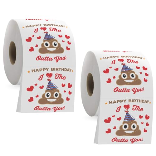 TECKI 2 Rollen Toilettenpapier mit Poop Muster - Geburtstag für Männer und Frauen，Lustiges Kreatives Geschenk, Lustige Dekoration fürs Badezimmer von TECKI