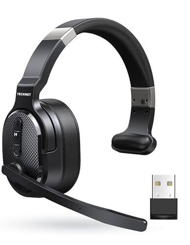 TECKNET Bluetooth Headset mit Mikrofon & USB Dongle mit AI Noise Cancelling, Wireless Headset 70 Std Anrufzeit & 15M Reichweite für PC, Handy, Call-Center, Business, Büro TECKNET Bluetooth Headset mit Mikrofon & USB Dongle mit AI Noise Cancelling, Wireless Headset 70 Std Anrufzeit & 15M Reichweite für PC, Handy, Call-Center, Business, Büro von TECKNET