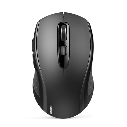 TECKNET Bluetooth Maus, 4000 DPI Maus Kabellos (Tri-Mode: BT 5.0/3.0+2.4GHz) Funkmaus mit USB-Empfänger, Ergonomische Tragbare Mouse Bluetooth für Laptop PC Computer, Mac OS, Android, Windows, Schwarz von TECKNET