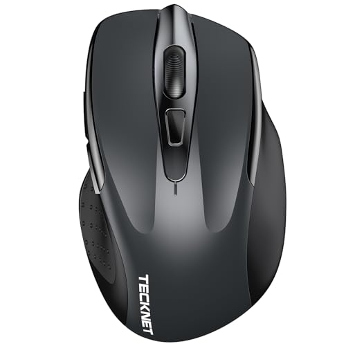 TECKNET Bluetooth Maus, 4800 DPI Kabellos Ergonomische Maus (Tri-Modi: BT 5.0/3.0+2.4G), 30 Monate Batterielaufzeit, Leise Funkmaus für Laptop PC Computer, Windows, Mac OS, Android von TECKNET