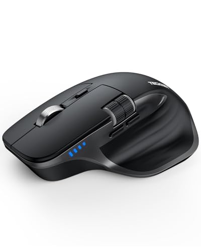 TECKNET Bluetooth kabellose Maus(BT 5.0/5.0+2,4G), Seitliches Mausrad, Superschnelles Scrollen, Wiederaufladbare Ergonomische, Maus Silent Mouse 4800 DPI, 7 Tasten, für Mac OS,Windows, Schwarz von TECKNET