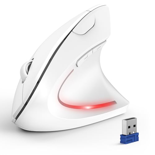 TECKNET Ergonomische Kabellose Bluetooth Maus - Vertikale Wireless Mouse mit 3 Gerät (BT+BT+USB), Optisch Leise Maus mit 6 Einstellbare DPI für Laptop/PC/Mac/Tablet/iPad(Win/Android/iOS), 6 Tasten von TECKNET