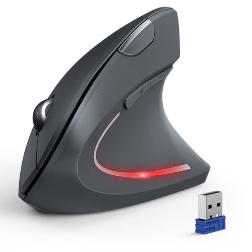 TECKNET Ergonomische Kabellose Bluetooth Maus - Vertikale Wireless Mouse mit 3 Gerät (BT+BT+USB), Optisch Leise Maus mit 6 Einstellbare DPI für Laptop/PC/Mac/Tablet/iPad(Win/Android/iOS), 6 Tasten von TECKNET