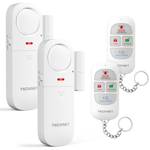 TECKNET Fensteralarm Einbruchschutz, Türalarm mit Fernbedienung, Kabellose Alarmanlage, 4 Funktionsmodi der Sirene für Haus, Geschäft, Pool und Wohnmobil (2er-Pack) von TECKNET