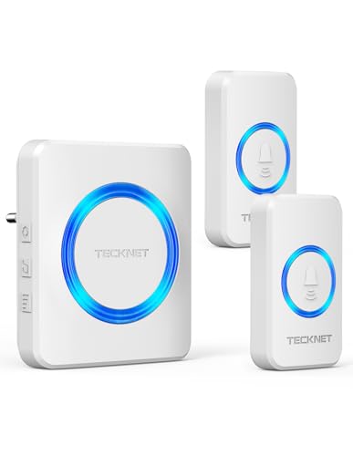 TECKNET Funkklingel, IP65 Funk klingel Set Aussen Wasserdicht, Kabellose Türklingel 600M Reichweite, Haustür Klingel kit mit 1 Plug-In-Empfänger und 1 Sender, 60 Melodien doorbell Mit LED-Blitz TECKNET Funkklingel, IP65 Funk klingel Set Aussen Wasserdicht, Kabellose Türklingel 600M Reichweite, Haustür Klingel kit mit 1 Plug-In-Empfänger und 1 Sender, 60 Melodien doorbell Mit LED-Blitz von TECKNET