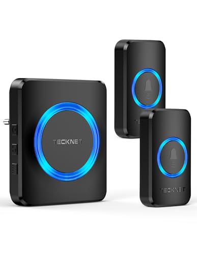 TECKNET Funkklingel, IP65 Funk klingel Set Aussen Wasserdicht, Kabellose Türklingel 600M Reichweite, Haustür Klingel kit mit 1 Plug-In-Empfänger und 1 Sender, 60 Melodien doorbell Mit LED-Blitz TECKNET Funkklingel, IP65 Funk klingel Set Aussen Wasserdicht, Kabellose Türklingel 600M Reichweite, Haustür Klingel kit mit 1 Plug-In-Empfänger und 1 Sender, 60 Melodien doorbell Mit LED-Blitz von TECKNET