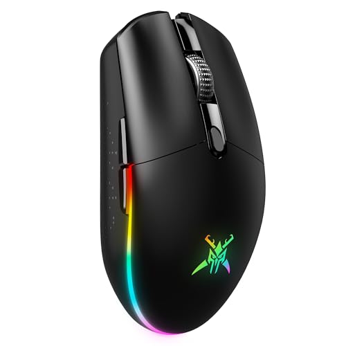 TECKNET Kabellose Gaming-Maus, RGB 2.4G/USB-C Kabelgebundene Gaming-Maus, 8000 DPI Wiederaufladbar, PC Gaming Mouse mit Programmierbaren Tasten, 72g Ultraleicht Maus für Windows XP/11/10/8/7 usw von TECKNET