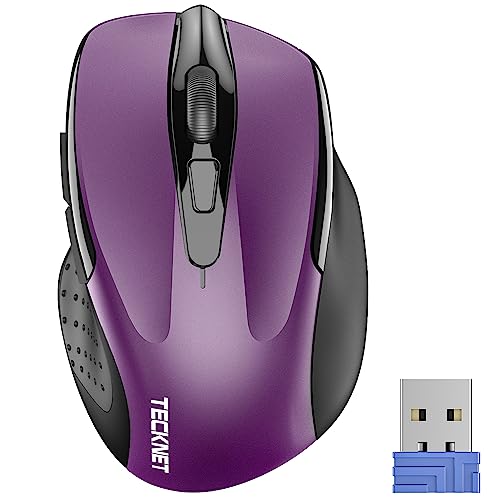 TECKNET Kabellose Maus, Pro 2.4G 2600 DPI funkmaus 6 Tasten mit Nano Empfänger, 24 Monate Batterielaufzeit, 5 Einstellbare DPI-Pegel für PC, Laptop, MacBook, Office Home, Lila von TECKNET
