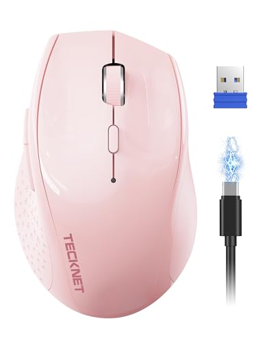 TECKNET PRO Kabellose Maus Wiederaufladbar,Silent Funkmaus 6800 DPI,2,4 GHz Computermaus,Ergonomische Griffe,6 Tasten, Tragbar Maus für PC,Laptop,Chromebook,Mac von TECKNET