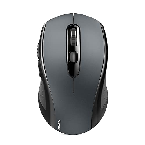 TECKNET Bluetooth Maus, 4000 DPI Maus Kabellos (Tri-Mode: BT 5.0/3.0+2.4GHz) Funkmaus mit USB-Empfänger, Ergonomische Tragbare Mouse Bluetooth für Laptop PC Computer, Mac OS, Android, Windows, Grau von TECKNET