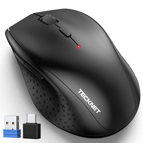TECKNET Kabellose Maus mit USB-C Adapter, 4800 DPI 2.4G Funkmaus mit USB Empfänger, 30 Monate Batterielaufzeit, Optical Tracking, Wireless Maus mit 6 Tasten für PC Laptop Windows Mac MacBook Linux von TECKNET