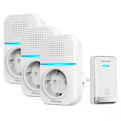 TECKNET Kabellose Türklingel mit Stecker, wasserdicht, 60 Melodien, Reichweite 400 m, Klingel für Haus, 5 Lautstärkenstufen, keine Batterie erforderlich von TECKNET