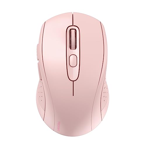 TECKNET Bluetooth Maus Kabellos (Tri-Mode: BT 5.0/3.0+2.4GHz) Mit USB-Empfänger, Ergonomische Tragbare Funkmaus für Laptop, PC, Computer, Mac OS, Android, Windows, Rosa von TECKNET