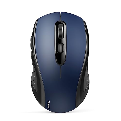TECKNET Maus Kabellos, Bluetooth Maus (Tri-Mode: BT 5.0/3.0+2.4GHz) Funkmaus mit USB-Empfänger, Ergonomische Tragbare Maus Bluetooth für Laptop PC Computer, Mac OS, Android, Windows, Blau von TECKNET