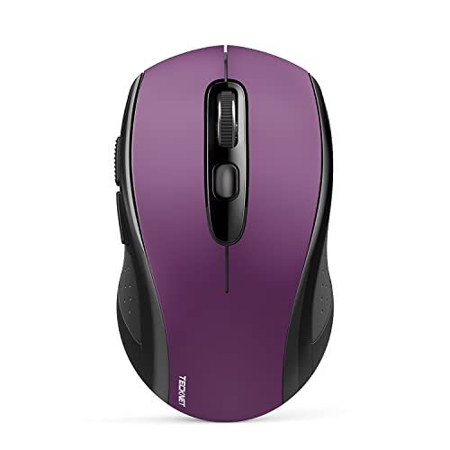 TECKNET Bluetooth Maus Kabellos (Tri-Mode: BT 5.0/3.0+2.4GHz) Mit USB-Empfänger, Ergonomische Tragbare Funkmaus für Laptop PC Computer, Mac OS, Android, Windows, Lila von TECKNET