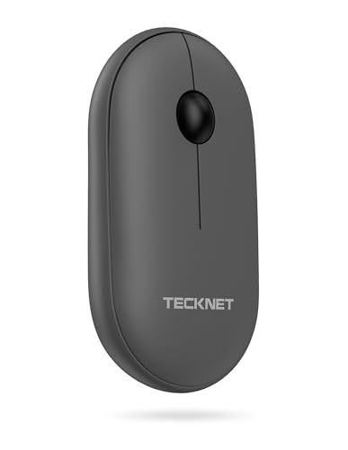 TECKNET Bluetooth Maus, 2.4G Maus Kabellos (BT 5.0/3.0 + 2.4G) Schlanke Funkmaus Wireless Mouse mit USB-A Empfänger, Leise Klicks, 1600DPI Tragbar für PC, Laptop, Mac, Computer, Windows, Android, Grau von TECKNET