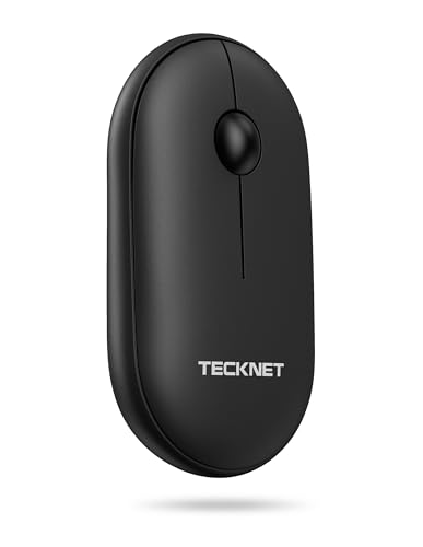 TECKNET Bluetooth Maus, 2.4G Maus Kabellos (BT 5.0/3.0 + 2.4G) Schlanke Funkmaus Wireless Mouse mit USB-A Empfänger, Leise Klicks, 1600DPI Tragbar für PC, Laptop, Mac, Windows, Android, Schwarz von TECKNET