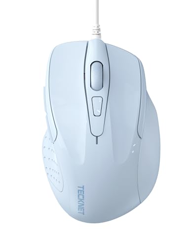TECKNET Maus mit Kabel, Computermaus mit 6 Tasten, 6400 DPI, Ergonomisches Optical Business Kabelgebundene Maus für PC, Laptop, USB-Kabel 150 cm von TECKNET