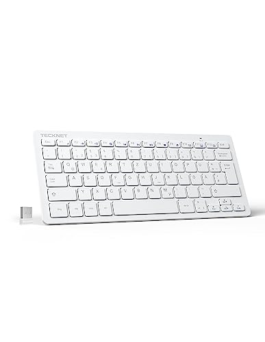 TECKNET Slim Kabellose Tastatur, Deutsches Layout QWERTZ, 2.4 GHz, 78 Tasten Mini Wireless Tastatur mit Nano USB Empfänger für Windows 11/10/8/7/Vista/XP and Android Smart TV - Weiß von TECKNET