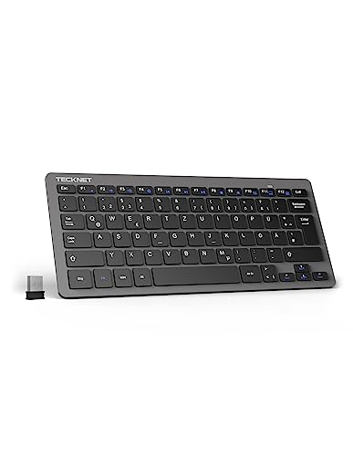 TECKNET Slim Kabellose Tastatur, Deutsches Layout QWERTZ, 2.4 GHz, 78 Tasten Mini Wireless Tastatur mit Nano USB Empfänger für Windows 11/10/8/7/Vista/XP and Android Smart TV - Grau TECKNET Slim Kabellose Tastatur, Deutsches Layout QWERTZ, 2.4 GHz, 78 Tasten Mini Wireless Tastatur mit Nano USB Empfänger für Windows 11/10/8/7/Vista/XP and Android Smart TV - Grau von TECKNET