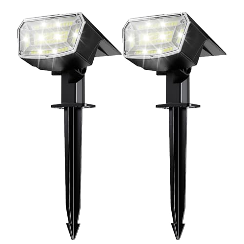 TECKNET Solarlampen für Außen Garten, 59 LEDs Solar Strahler Außen, 6500K Kaltweiß, 3 Helligkeitsstufen, IP65 Wasserdicht Gartenleuchten, Solarleuchte für Garten, Wege & Einfahrt – 2 Stück von TECKNET