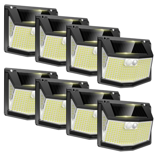 TECKNET Solarlampen für Außen mit Bewegungsmelder [8 Stück] 248 LED Solarleuchten Lampe 3 Modi 300° IP66 Wasserdichte Solar Lampe Outdoor Wandleuchte für Garten Wand Post Pathway Garage von TECKNET