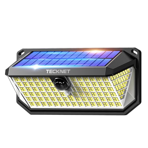 TECKNET Solarlichter für Außen mit Bewegungsmelder 416 LED, 1 Stück LED Solar Wandleuchte, 300° Aussenleuchte, IP66 wasserdichte Solarlampen, Solarstrahler für Garten, Wand, und Outdoor Beleuchtung von TECKNET