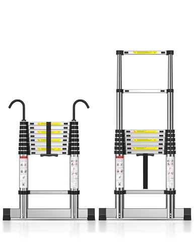 TECKNET Teleskopleiter 2,6m, Belastung 150kg/ 330lbs, Aluleiter Ausziehbar mit Stabilisatorstange und abnehmbaren Haken, Mehrzweckleiter für Dachboden Büro Wohnmobil Klettern TECKNET Teleskopleiter 2,6m, Belastung 150kg/ 330lbs, Aluleiter Ausziehbar mit Stabilisatorstange und abnehmbaren Haken, Mehrzweckleiter für Dachboden Büro Wohnmobil Klettern von TECKNET