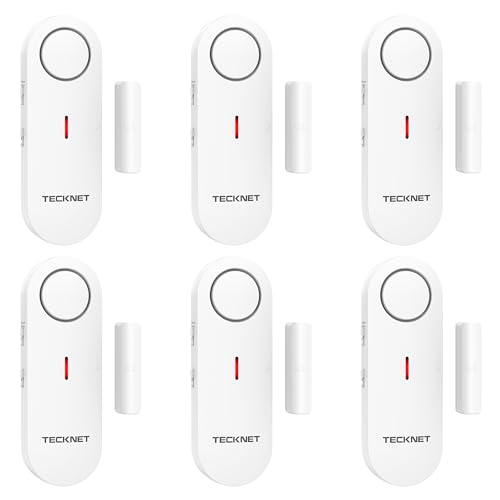 TECKNET Türalarm, Kabellos Fensteralarm, Türsensor für Home Security mit Schnellem Lautem 100 dB Sirene Alarm, Mini Einbruchschutz Alarmanlage für Haus, Speichern, Büro, Wohnmobil und mehr (6 PCS) von TECKNET