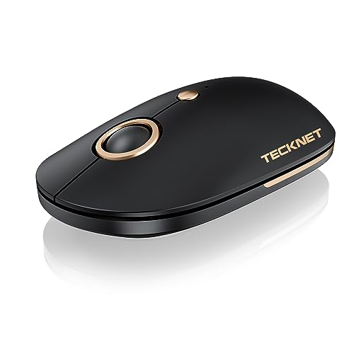 TECKNET Kabellose Maus, SILENT Bluetooth Maus mit 2,4 GHz BT 5.0/3.0 DREI Modi, 2400 DPI Optical Tracking,18 Monate Batterielaufzeit, Funkmaus für Links- & Rechtshänder, Kompatibel mit PC, Mac, Laptop von TECKNET