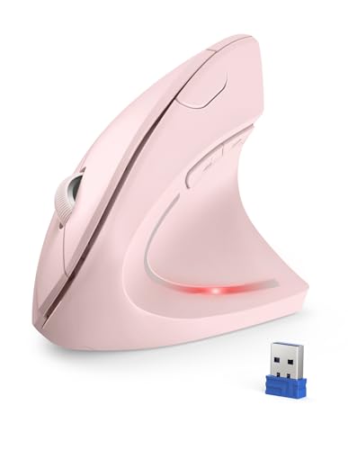 TECKNET Wireless Vertikale Ergonomische Maus, 4800 DPI 5 Tasten Kabellose Optische Maus, 2.4G USB Vertical Ergonomic Optical Mouse Kabellos für Windows und Mac OS von TECKNET