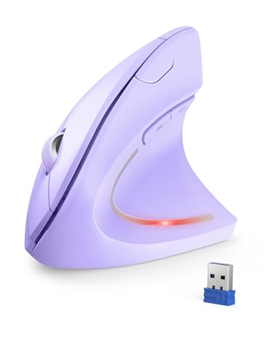TECKNET Wireless Vertikale Ergonomische Maus, 4800 DPI 5 Tasten Kabellose Optische Maus, 2.4G USB Vertical Ergonomic Optical Mouse Kabellos für Windows und Mac OS von TECKNET