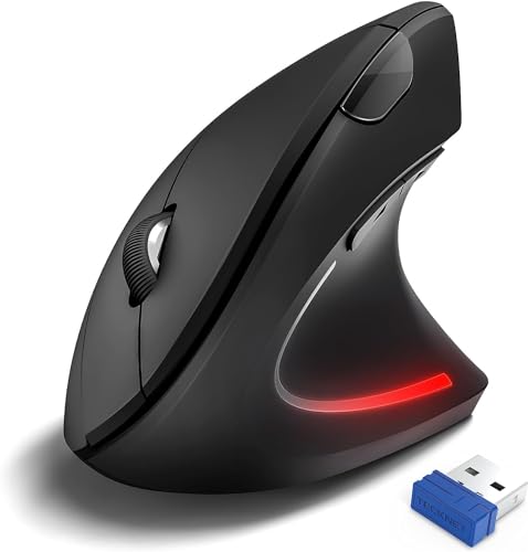 TECKNET Wireless Vertikale Ergonomische Maus, 4800 DPI 5 Tasten Kabellose Optische Maus, 2.4G USB Vertical Ergonomic Optical Mouse Kabellos für Windows und Mac OS von TECKNET
