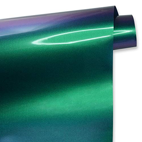 Chamäleon HTV Hitzetransfer-Vinyl-Rolle, 30,5 cm x 150 cm, für T-Shirts, Cricut, Cameo, und Heißpressmaschinen, lila Charm Grün von TECKWRAP