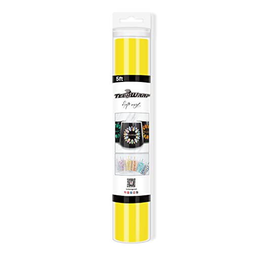 TECKWRAP 0,3m x 1,5m Vinyl Glänzend Passion Gelb Glänzend Selbstklebend Vinyl zum Basteln Aufkleber Projekte 001 von TECKWRAP