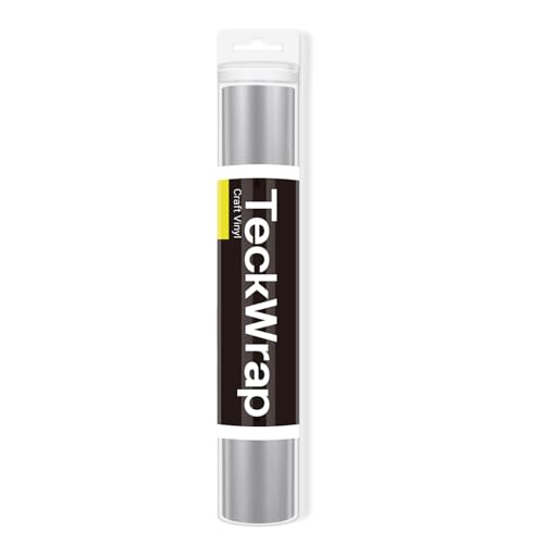 TECKWRAP 001 Glänzendes, permanentes selbstklebendes Vinyl für Bastelprojekte, 30,5 cm x 3 m, Silber von TECKWRAP