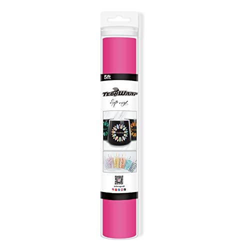 TECKWRAP 001 Vinyl, matt, selbstklebend, für Bastelprojekte, 0,3 m x 1,5 m, mattes Hot Pink von TECKWRAP