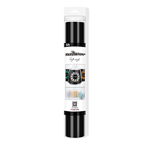 TECKWRAP 001 Vinyl Glänzend Selbstklebend Vinyl für Handwerk Aufkleber Projekte 0,3m x 1,5m Glänzend Tinte Schwarz von TECKWRAP