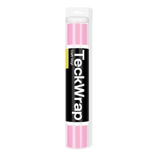 TECKWRAP 001 Vinyl Glänzendes permanentes selbstklebendes Vinyl für Bastelprojekte, 30,5 cm x 3 m, glänzendes süßes Rosa von TECKWRAP