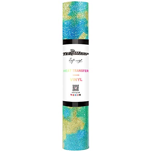 TECKWRAP Bunte Glitzer Heat Transfer Vinyl Rolle - HTV Iron On Flex Folie 152cm x 30cm (Aqua) von TECKWRAP
