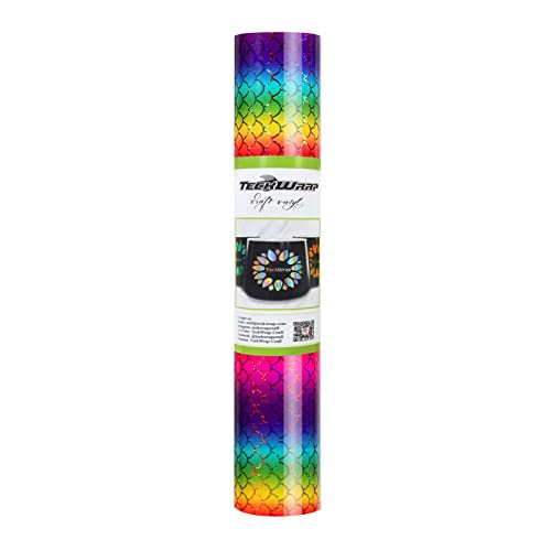 TECKWRAP Glänzendes holografisches Regenbogen-Chrom-Vinyl, 30 x 152 cm, Regenbogen-Meerjungfrauen-Muster von TECKWRAP