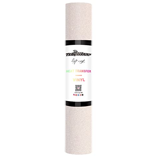TECKWRAP Glitter Heat Transfer Vinyl Rolle - HTV Iron On Flex Folie 152 cm x 30 cm (Bunt Weiß) von TECKWRAP