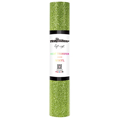 TECKWRAP Glitter Heat Transfer Vinyl Rolle - HTV Iron On Flex Folie 152 cm x 30 cm (Limettengrün) von TECKWRAP