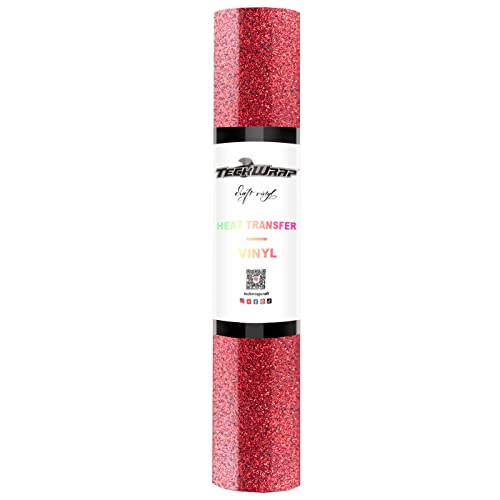 TECKWRAP Glitter Heat Transfer Vinyl Rolle - HTV Iron On Flex Folie 152 cm x 30 cm (Rot) von TECKWRAP