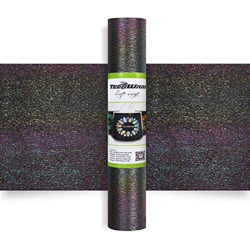 TECKWRAP Glitzer gebürstetes Vinyl Kleber Vinyl Handwerk Vinyl für DIY Home Decor, Party Dekoration, Craft Cutter 0,3 m x 1,5 m, Nebel Schwarz von TECKWRAP