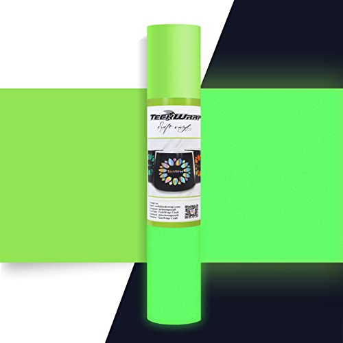 TECKWRAP Selbstklebendes Vinyl, leuchtet im Dunkeln, matt, für Bastelschneider, Schilder, Plotter, 0,3 m x 1,5 m, Neon-Limettengrün von TECKWRAP