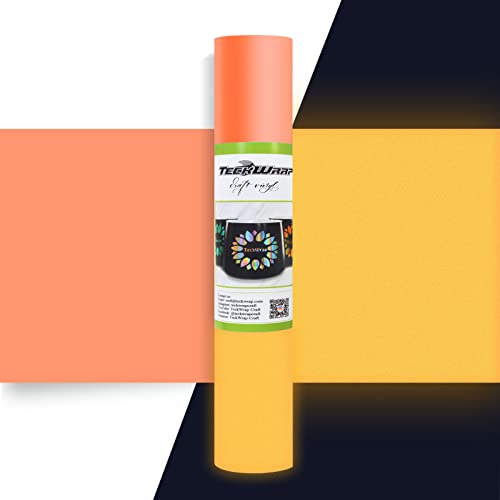 TECKWRAP Glow in Dark Matt selbstklebendes Bastel-Vinyl für Bastelschneider, Schild-Plotter, 0,3 m x 1,5 m, Neonorange von TECKWRAP