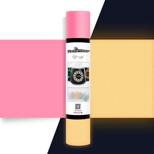 TECKWRAP Selbstklebendes Vinyl, leuchtet im Dunkeln, für Bastelschneider, Schilder, Plotter, 0,3 x 1,5 m, Neonrosa von TECKWRAP